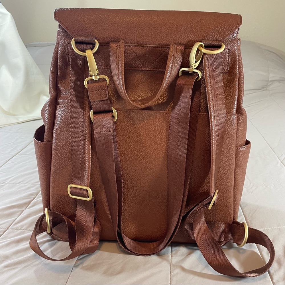 Freshly Picked Classic Diaper Bag II Cognac Vegan Leather 13x15in - Picture 6 of 11